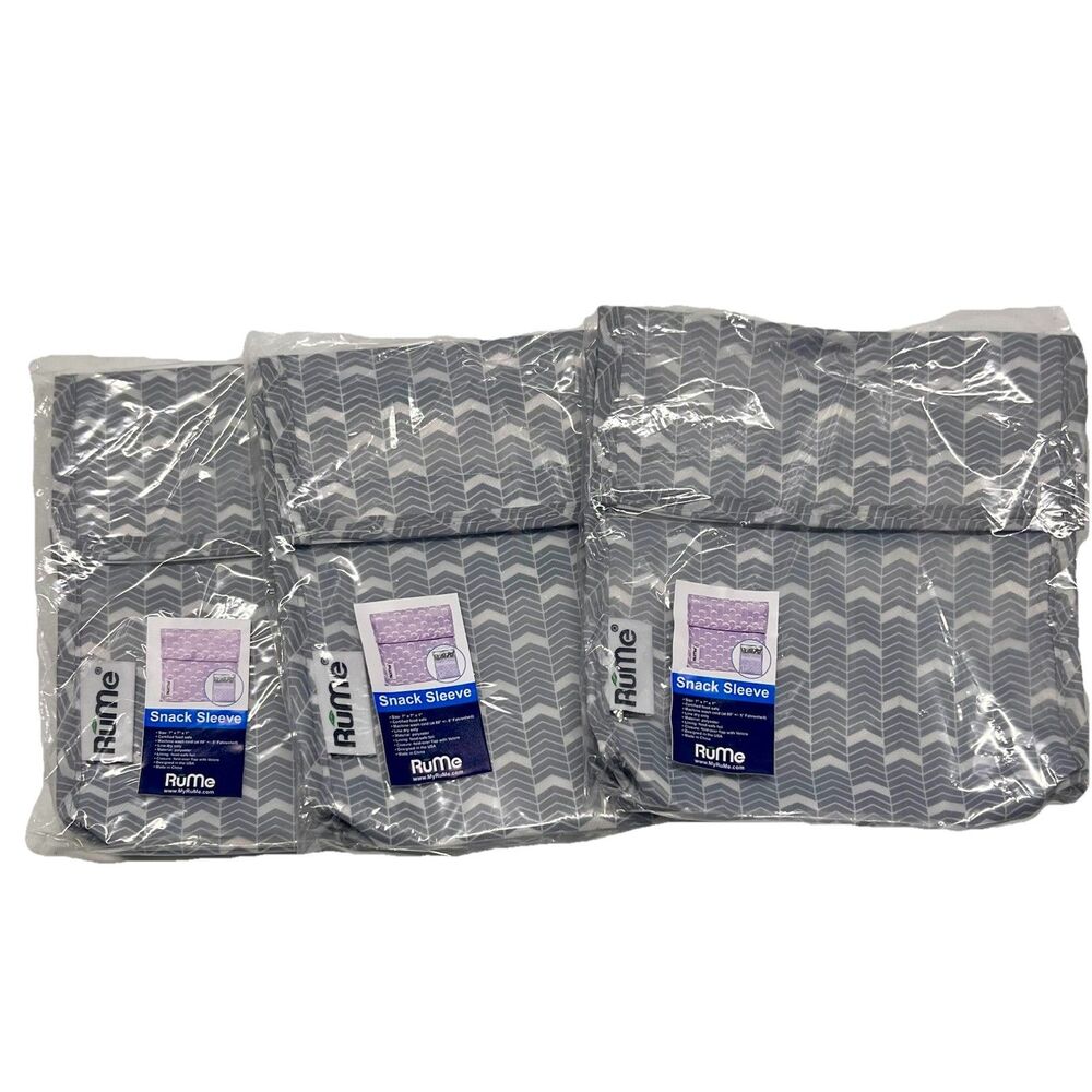Remu Reusable Snack Sleeves Set Of 3 Gray White 7”x7”x1” Machine Washable